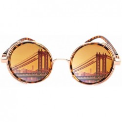Round Vintage Steampunk Retro Metal Round Circle Frame Sunglasses for Dad - Leopard - C418EIIMMC9 $23.04