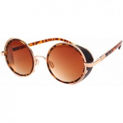 Round Vintage Steampunk Retro Metal Round Circle Frame Sunglasses for Dad - Leopard - C418EIIMMC9 $23.04