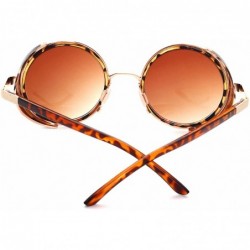 Round Vintage Steampunk Retro Metal Round Circle Frame Sunglasses for Dad - Leopard - C418EIIMMC9 $23.04