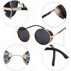 Round Vintage Steampunk Retro Metal Round Circle Frame Sunglasses for Dad - Leopard - C418EIIMMC9 $23.04