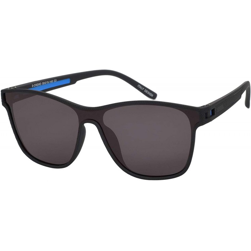 Rectangular Mens Polarized 100% UV Protection Sport Square Sunglasses for Driving Fishing - Black/Blue Line - CP18WCRC7T2 $12.09