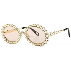 Oval 2020 New Fashion Crystal Decorative Sunglasses Oval Frame Trend Hip Hop Sunglasses - Pink - CQ1976MDWI0 $25.31