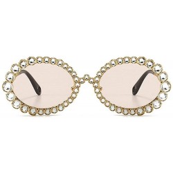Oval 2020 New Fashion Crystal Decorative Sunglasses Oval Frame Trend Hip Hop Sunglasses - Pink - CQ1976MDWI0 $14.85