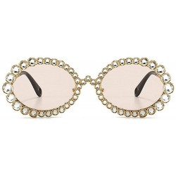 Oval 2020 New Fashion Crystal Decorative Sunglasses Oval Frame Trend Hip Hop Sunglasses - Pink - CQ1976MDWI0 $14.85