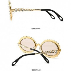 Oval 2020 New Fashion Crystal Decorative Sunglasses Oval Frame Trend Hip Hop Sunglasses - Pink - CQ1976MDWI0 $14.85