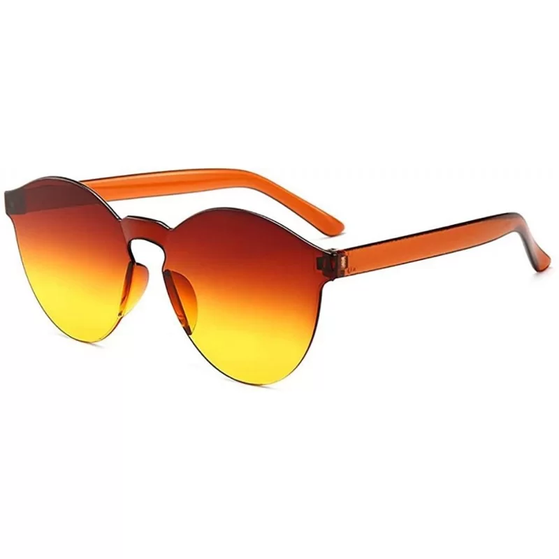 Round Unisex Fashion Candy Colors Round Outdoor Sunglasses Sunglasses - Orange Yellow - CL1903D6I64 $14.57