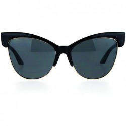 Cat Eye Half Horn Rim Cat Eye Womens Retro Sunglasses - All Black - C012H5HA7V3 $18.41
