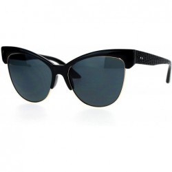 Cat Eye Half Horn Rim Cat Eye Womens Retro Sunglasses - All Black - C012H5HA7V3 $9.93