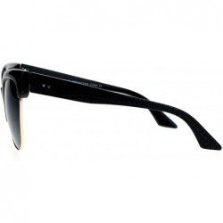 Cat Eye Half Horn Rim Cat Eye Womens Retro Sunglasses - All Black - C012H5HA7V3 $9.93