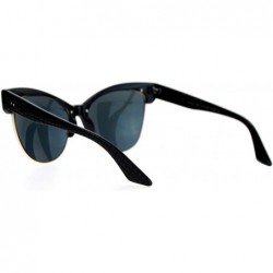 Cat Eye Half Horn Rim Cat Eye Womens Retro Sunglasses - All Black - C012H5HA7V3 $9.93