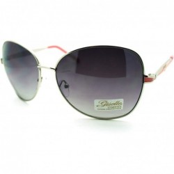 Butterfly Women's Fashion Sunglasses Oversized Metal Round Butterfly Frame - Silver Pink - CJ11PJ11K8N $12.07