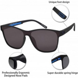 Rectangular Mens Polarized 100% UV Protection Sport Square Sunglasses for Driving Fishing - Black/Blue Line - CP18WCRC7T2 $12.09