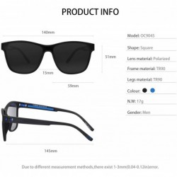 Rectangular Mens Polarized 100% UV Protection Sport Square Sunglasses for Driving Fishing - Black/Blue Line - CP18WCRC7T2 $12.09