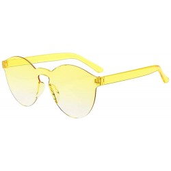 Oval Fashion Rimless Sunglasses Transparent Candy Color Eyewear Resin Lens Sunglasses Eyewear - I - CS1908NN6E2 $18.35