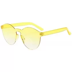Oval Fashion Rimless Sunglasses Transparent Candy Color Eyewear Resin Lens Sunglasses Eyewear - I - CS1908NN6E2 $16.53