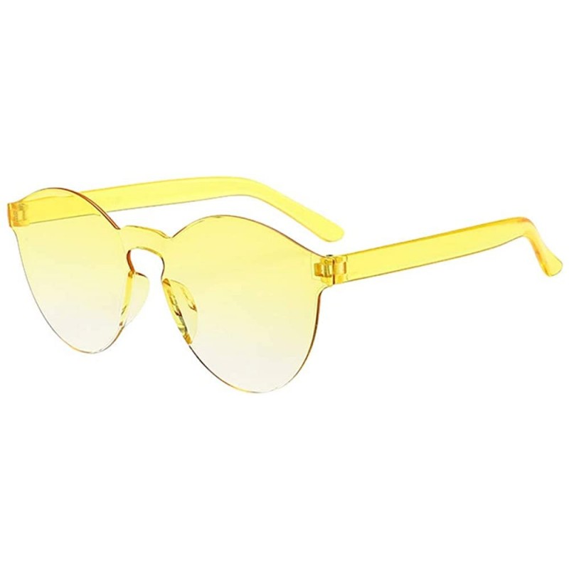 Oval Fashion Rimless Sunglasses Transparent Candy Color Eyewear Resin Lens Sunglasses Eyewear - I - CS1908NN6E2 $10.42