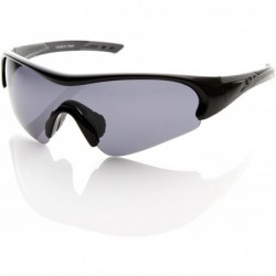 Sport TR-90 Polarized Half-Frame Sports Sunglasses w/Mono Anti-Glare Lens - Shiny-black Smoke - C3110A7JSST $9.77
