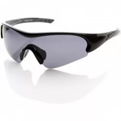 Sport TR-90 Polarized Half-Frame Sports Sunglasses w/Mono Anti-Glare Lens - Shiny-black Smoke - C3110A7JSST $20.07