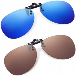 Sport Clip-On Aviator Sunglasses Polarized for Driving - 2 Packs Unisex Flip-Up Pilot Lens for Men Women Glasses - C318UXXMYW...