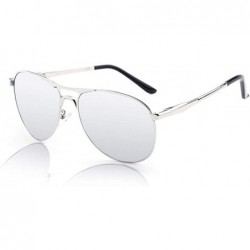 Semi-rimless Fashion Retro Biker Fishing Polarized Sunglasses for Men - Silver - C818ZSL5UUM $13.76