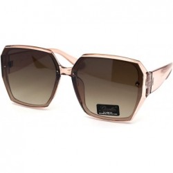 Butterfly Womens Designer Geometric Exposed Lens Squared Butterfly Sunglasses - Beige Brown - CV18XH55A88 $10.16