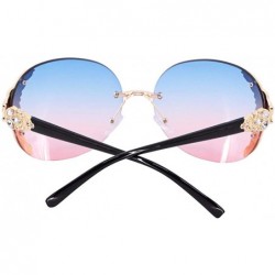 Round Fashion Round Metal Frame Sparkling Crystal Sunglasses UV Protection Eyewear Oversized - Blue - CE198DZ5NA6 $14.78