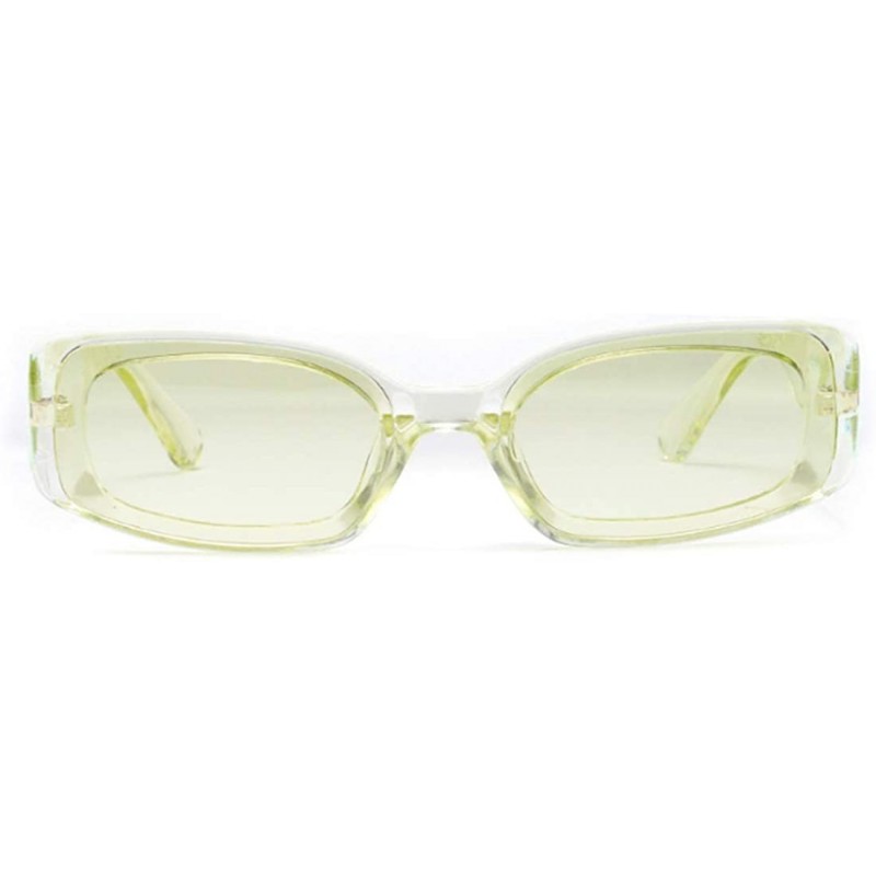 Rectangular Men's and Women's Retro Square Resin lens Candy Colors Sunglasses UV400 - Green - CW18NEZ9T0M $12.29