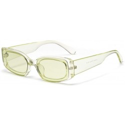 Rectangular Men's and Women's Retro Square Resin lens Candy Colors Sunglasses UV400 - Green - CW18NEZ9T0M $12.29