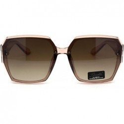 Butterfly Womens Designer Geometric Exposed Lens Squared Butterfly Sunglasses - Beige Brown - CV18XH55A88 $10.16