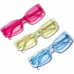 Rectangular Men's and Women's Retro Square Resin lens Candy Colors Sunglasses UV400 - Green - CW18NEZ9T0M $12.29