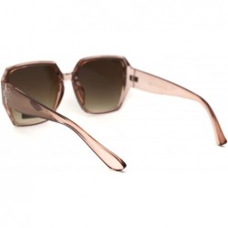 Butterfly Womens Designer Geometric Exposed Lens Squared Butterfly Sunglasses - Beige Brown - CV18XH55A88 $10.16