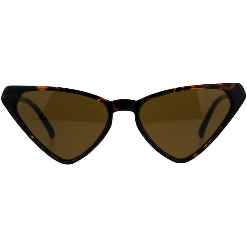 Cat Eye Womens Retro Vintage Narrow Triangle Cat Eye Plastic Hippie Sunglasses - Tortoise Brown - CJ18CGNQ7SW $8.37