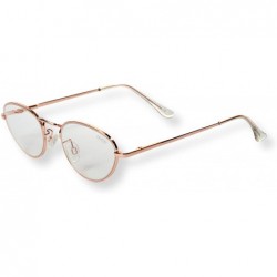 Oval 90s Contemporary Super Slim Oval Round Metal with Cosmetic Tint Lenses (Wilder) - Rose Gold/ Clear Lens - C018H3S3KM7 $8.80