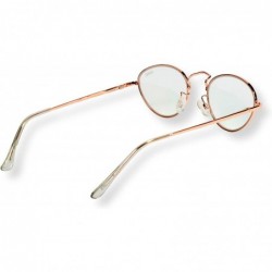 Oval 90s Contemporary Super Slim Oval Round Metal with Cosmetic Tint Lenses (Wilder) - Rose Gold/ Clear Lens - C018H3S3KM7 $8.80