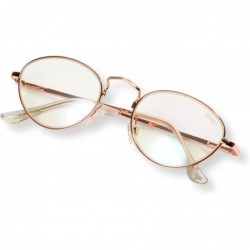 Oval 90s Contemporary Super Slim Oval Round Metal with Cosmetic Tint Lenses (Wilder) - Rose Gold/ Clear Lens - C018H3S3KM7 $8.80