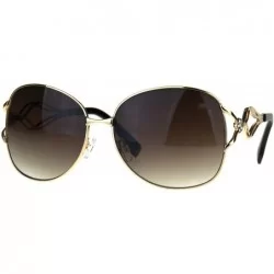 Butterfly Womens Butterfly Metal Rim Diva Rhinestone Bling Sunglasses - Gold Brown - CX1884DTMCT $24.15