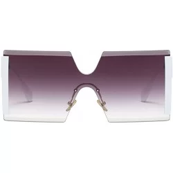 Oversized Vintage Retro Rimless Glasses Womens Sunglasses UV400 Lens Oversized - White+gray Lens - CS18E5EOH0I $22.79