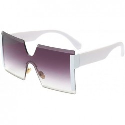 Oversized Vintage Retro Rimless Glasses Womens Sunglasses UV400 Lens Oversized - White+gray Lens - CS18E5EOH0I $9.30