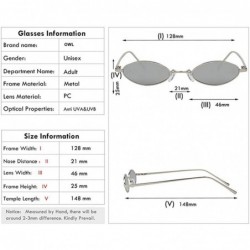 Oval Oval Ultra Thin Small Skinny Slim Narrow Metal Frame Sunglasses Colored Lens - Silver-pink - CN18HZYHEOE $12.34
