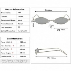 Oval Oval Ultra Thin Small Skinny Slim Narrow Metal Frame Sunglasses Colored Lens - Silver-pink - CN18HZYHEOE $12.34