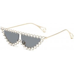 Cat Eye Cat Eye Sunglasses Women Crystal Triangle Sun Glasses For Ladies Decoration Gift - Gold With Black - CA18IGUKXX0 $24.30