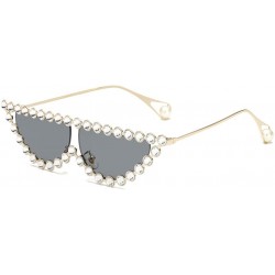 Cat Eye Cat Eye Sunglasses Women Crystal Triangle Sun Glasses For Ladies Decoration Gift - Gold With Black - CA18IGUKXX0 $12.15