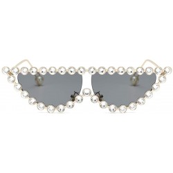 Cat Eye Cat Eye Sunglasses Women Crystal Triangle Sun Glasses For Ladies Decoration Gift - Gold With Black - CA18IGUKXX0 $12.15