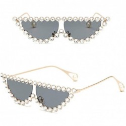 Cat Eye Cat Eye Sunglasses Women Crystal Triangle Sun Glasses For Ladies Decoration Gift - Gold With Black - CA18IGUKXX0 $12.15