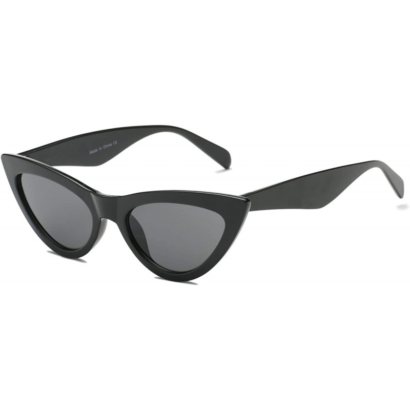 Round Women Retro Vintage Round Cat Eye Fashion Sunglasses - Black - C718WQ6A6E7 $17.20
