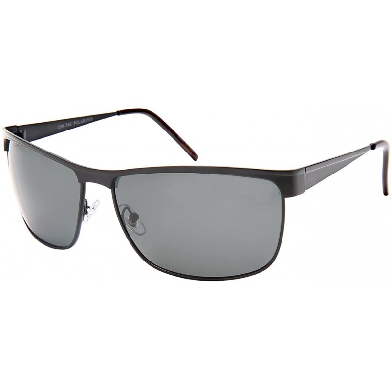 Square Men's Fashion Square Sunnies w/Polarized Lens 1206-P - Matte Black - CR1825LET0Z $9.95