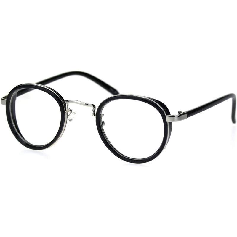 Round Retro Vintage Style Double Rim Round Dad Eyeglasses - Silver Black - CU18R965YT5 $11.27