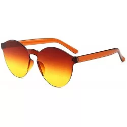 Round Unisex Fashion Candy Colors Round Outdoor Sunglasses Sunglasses - Orange Yellow - CX190R8ZD56 $26.89
