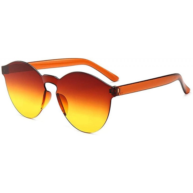 Round Unisex Fashion Candy Colors Round Outdoor Sunglasses Sunglasses - Orange Yellow - CX190R8ZD56 $11.87