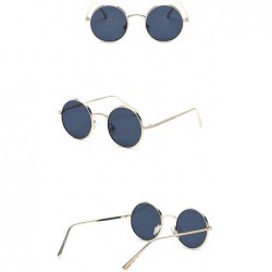 Round Fashion Punk Style Small Round Sunglasses Lady Vintage Men Metal Full Frame Sun Glasses UV400 - Gold Grey - CV18RLSK2SH...